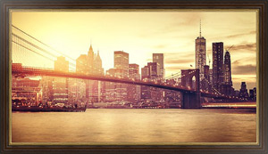 Картина США, Нью-Йорк. Manhattan Bridge на закате