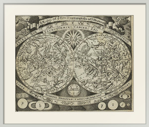 Постер под стеклом Древняя карта мира с полушариями