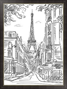 Ретро-постер Париж в Ч/Б рисунках #30