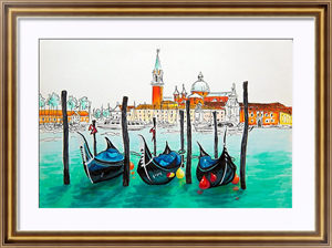 Картина в раме Гондолы у площади Сан-Марко в Венеции, Италия
