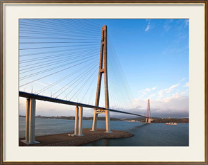 Картина в раме Россия, Владивосток. Мост на остров Русский