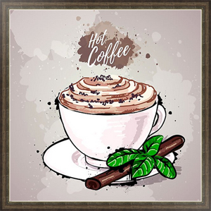 Постер на холсте Иллюстрация с белой чашкой кофе