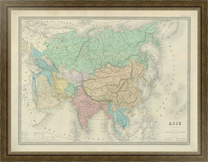 Постер в раме Карта: Азия