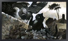 Картина в раме A cat attacking a bird, Бэкхаус Д.