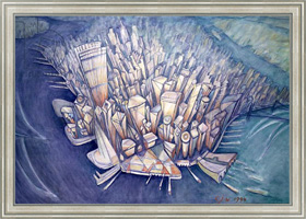 Картина в раме Manhattan from Above, 1994, Джонсон Уол