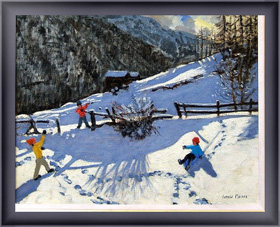 Репродукция картины Snowballers, Zermatt, Макара Эндрю 