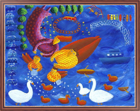 Картина в раме Feeding the Ducks, 2003, Николс Жюли