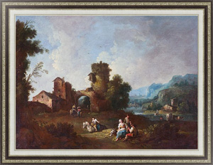 Картина в раме Пейзаж с разрушенной башней