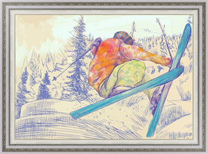 Постер в раме Лыжник