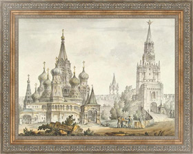 Репродукция картины Покровский собор и Спасская башня в Москве, Кваренги Джакомо