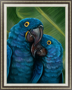 Постер в раме Пара синих попугаев