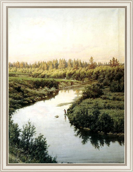 Картина в раме Пейзаж с рекой. 1900