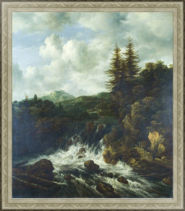 Репродукция картины Пейзаж с водопадом и замком на холме