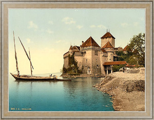 Ретро-постер Швейцария. Шильонский замок