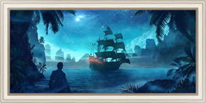 Постер для интерьера Пиратский корабль в бухте