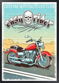 Ретро-постер Винтажный мотоцикл на фоне гранж