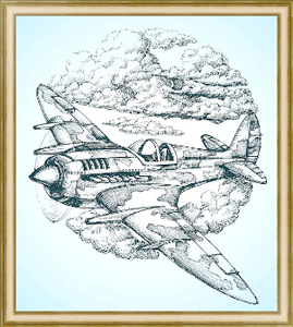 Постер в раме Самолет в облаках