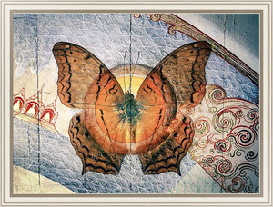 Постер Рисунок бабочки с орнаментом на досках