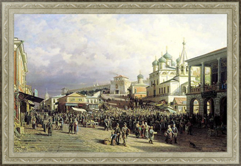 Картина в раме Рынок в Нижнем Новгороде. 1872