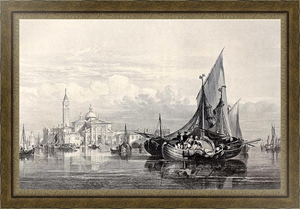 Постер San Giorgio Maggiore island, Venice, Italy. Original, created by W. L. Leitch and H. Adland, publish