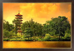 Постер Сингапур. Пагода в китайском саду