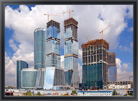 Картина в раме Москва, строительство международного бизнес-центра