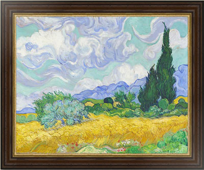 Картина Ван Гога «Пшеничное поле» с кипарисами в раме 390.OAC.229