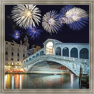 Постер Италия. Венеция. Салют над мостом Риальто