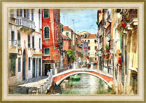 Ретро-постер Венецианская улица с мостом через канал