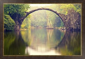 Картина Круглый мост в национальном парке Рододендронпарк Кромлау, Габленц, Германия