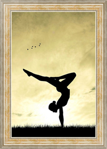 Постер на холсте Йога на фоне заката