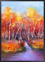 Постер в раме Осенний березовый лес