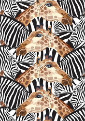 Постер Паттерн с зебрами и жирафами