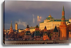 Постер Юрий Дегтярёв Московский Кремль и Москва-Сити в тумане.