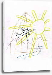 Постер Марина Сидорович Абстракция с солнцем, горами и самолетом