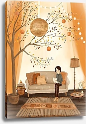 Постер Лариса Ермолаева Иллюстрация интерьера с мандариновым деревом