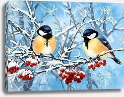 Постер Сергей Гундоров Cиницы на ветке рябины