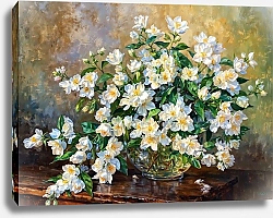 Постер Сергей Гундоров Букет жасмина в стеклянной вазе