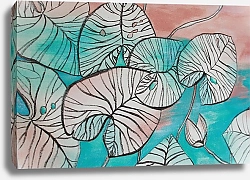 Постер Татьяна Сергеева Листья лотоса: бирюзовый и розовый цвет