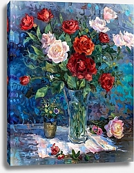 Постер Сергей Гундоров Букет роз в стеклянной вазе