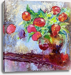 Постер Лидия Королева Тюльпаны с бокалом