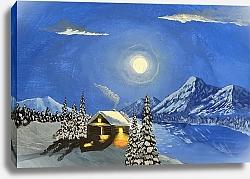 Постер Жучков Михаил Полная луна на озере в горах
