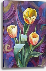 Постер Ирина Андреева Желтые тюльпаны на фиолетовом фоне