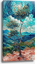 Постер Сергей Гундоров Абстрактный пейзаж с деревьями и клубящимися облаками