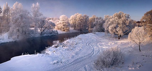 Истра, Россия. Панорама Зимней реки