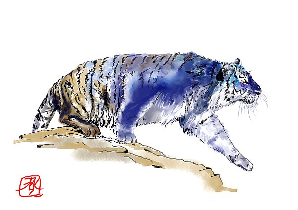 Крадущийся синий тигр