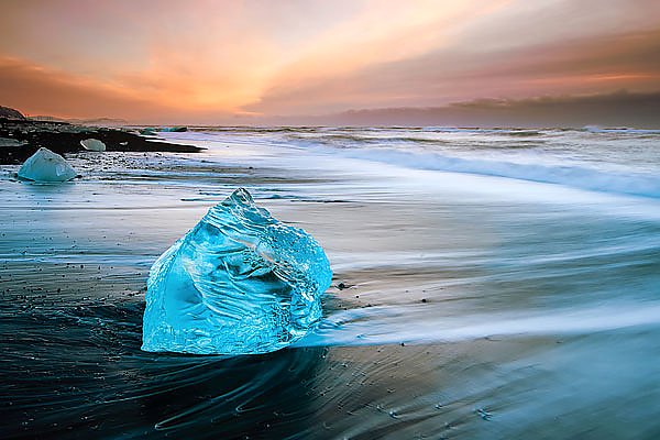 Лед. Пляж. Исландия