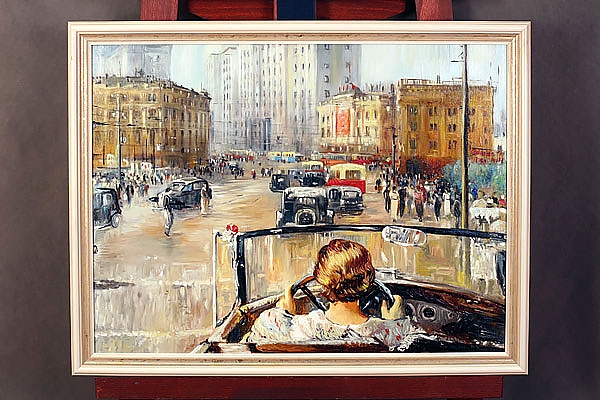 Репродукция картины Юрия Пименова «Новая Москва» маслом на холсте в раме