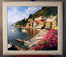 Европейский пейзаж в раме на холсте, стилизация под живопись