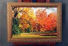 Осенний пейзаж в раме на холсте
